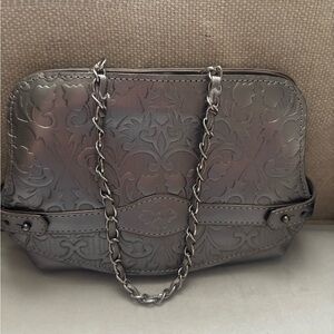 Patricia Nash Embossed Chain-Handle Shoulder Bag in Dark Gray